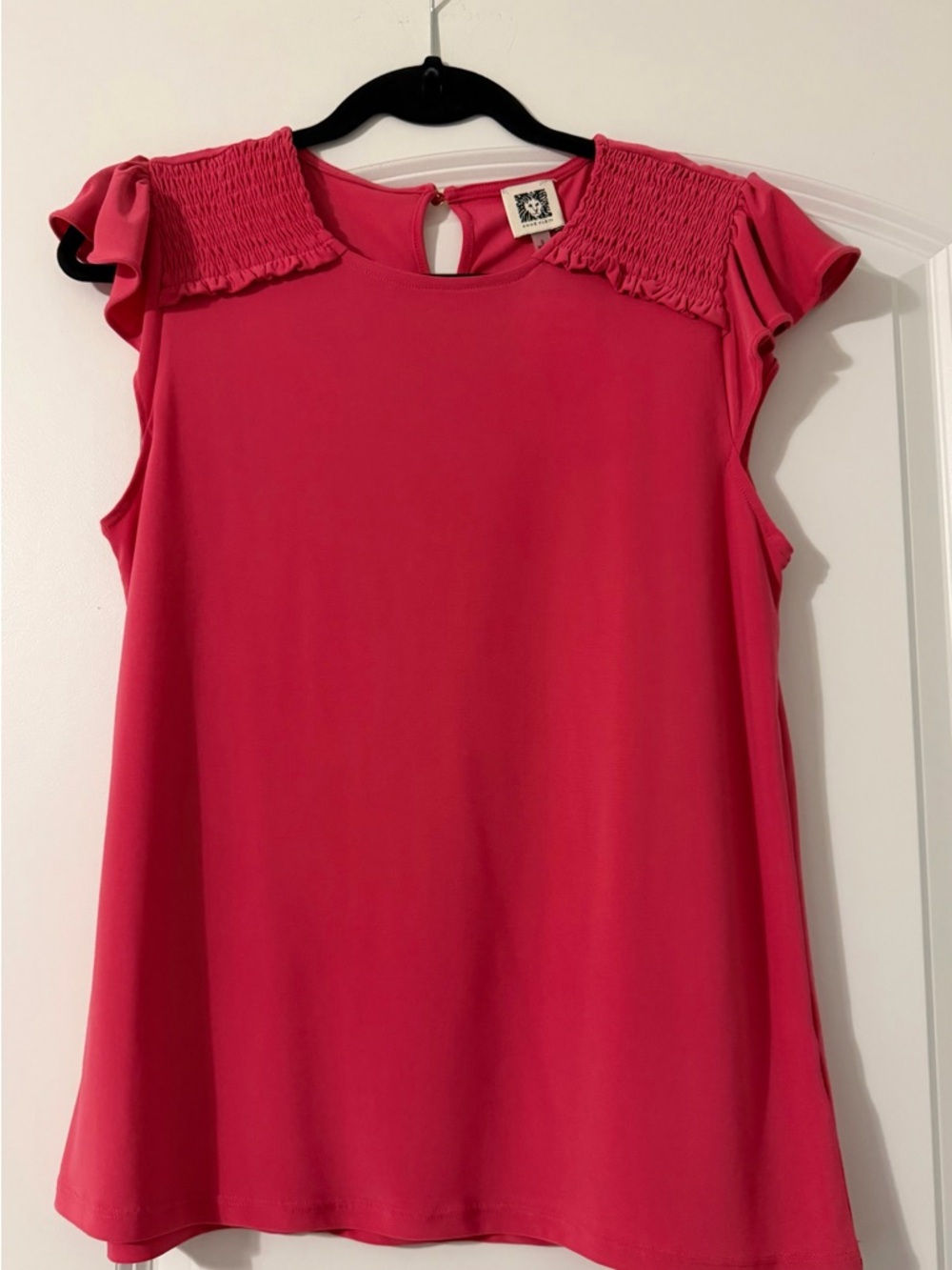 Anne Klein Hot Pink Ruffled Shoulder Sleeveless Top